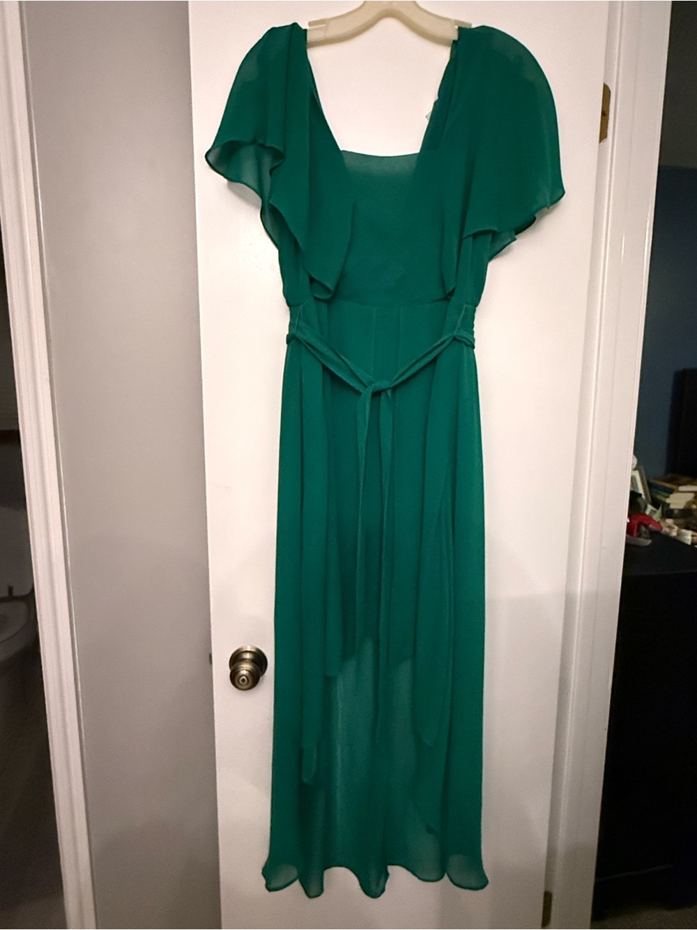 Green Chiffon High-Low Women's Dress